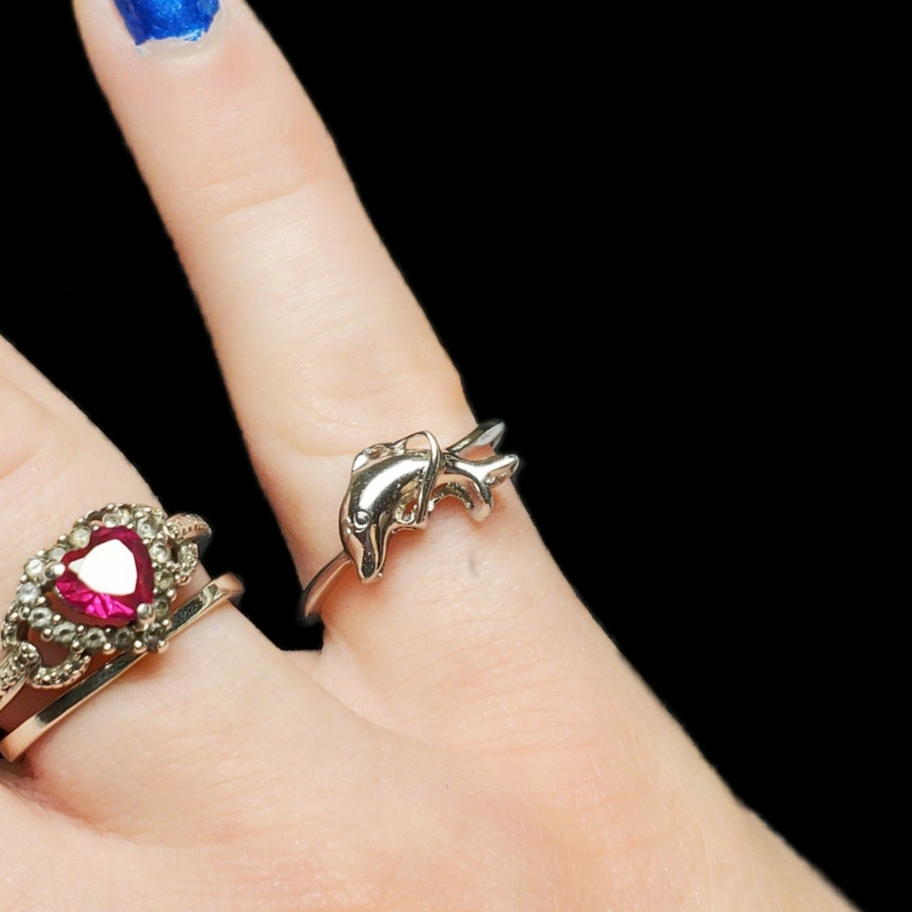 y2k sterling silver dolphin ring